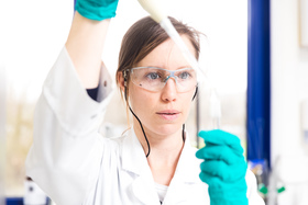 Scientist performing biopharma research