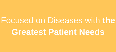 A yellow box with the text Focused on Diseases with the Greatest Patients Needs